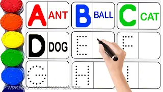 A to Z, Alphabet, ABC song, ABCD, Kids rhymes, collection for writing along dotted lines for toddler