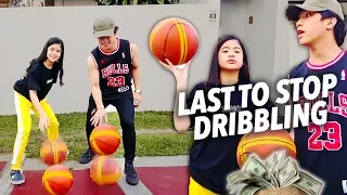 LAST TO STOP DRIBBLING WINS 10,000!! | Ranz and Niana