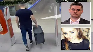 Chilling moment Tinder date killer smuggles body out of hotel in suitcase