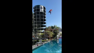 Grandma Does INSANE High Dive into Pool #shorts