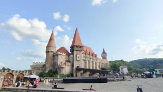 Transylvania Corvin Castle. In Hunedoara, Romania 4K