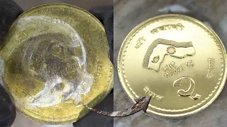 [ASMR] 히말라야 꼭대기에서 왔을까? 네팔 동전 / restoration / metal polishing / coin cleaning
