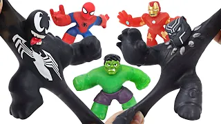 Marvel Heroes of Goo Jit Zu Black Panther, Hulk VS Venom! Squishy and stretch hero! | DuDuPopTOY