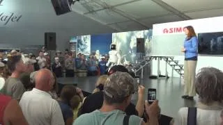 Asimo humanoid robot by Honda presentation at Oshkosh airshow 2013.