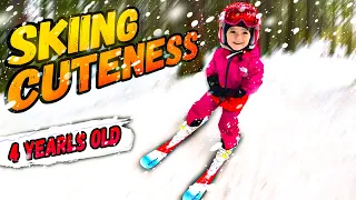 4 Year Old Skiier Films Herself Through Trees | Adventure Family Cute Video