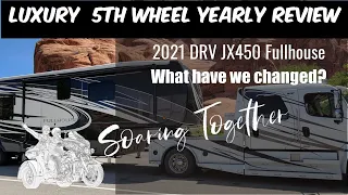 ✅️LUXURY 5TH WHEEL RV YEARLY REVIEW What Have We Changed DRV JX450 Fullhouse  Soaring Together