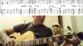 How high the moon (M. Lewis) - Jazz standards chord melody - PDF Tab on screen+download