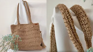 Быстро и прочно! Ручки для сумки крючком.  Crochet bag handles. Eng.subs.