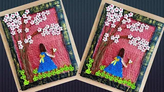 Quilled Landscape /Quilled Tree /Quilled Wall Hanging /Quilled Girl / Quilled Wall Art.
