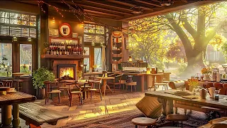 Stress Relief with Morning Spring Coffee Shop Ambience🌥️Positive Piano Jazz Music to Work, Study