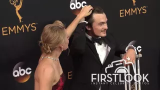 Rupert Friend, Aimee Mullins arriving at the 2016 EMMY Awards