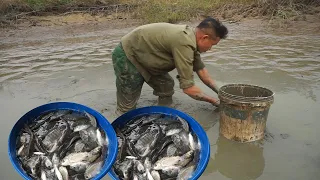 Weeding and tending sugar cane gardens, exploiting natural fish ponds to sell at market Ep 168