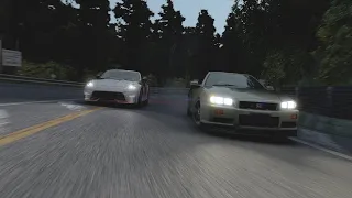 [Assetto Corsa] Usui Circuit Downhilll Touge Battle GT-R34 vs 370Z