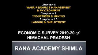 Chapters 8,9 &10 ( HP Economic Survey 2019-20)