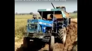 Eicher Sonalika tractor & Jcb stuck in mud with soil trolly