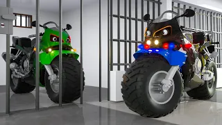 Police Motorcycle caugth by Police Motorbike in Wheel City Heroes Cartoon