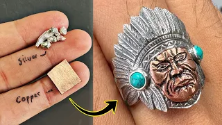 how to make silver ring with an Indian Apache design - making silver and copper jewelry