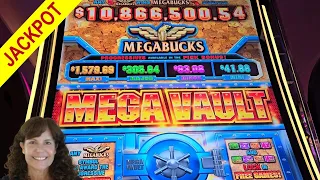 GOING FOR $10.8 MILLION on MEGABUCKS MEGA VAULT and I GOT A JACKPOT HANDPAY #casino #slots #gambling