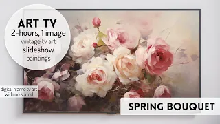 TV Frame Art Slideshow Of Vintage Floral Art For 4K TV Cozy Background Video No Sound