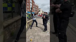 uk police vs crazy guy tiktok - like share and subscribe