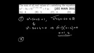 088_JEE Main 2016_The sum of all real values of x satisfying the equation....