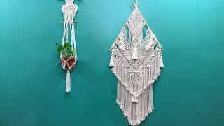 macrame wall hanging #3/ diy triangular macrame decor tutorial / step by step