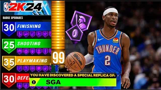 6'6 SHAI BUILD HAS 89 HANDLE, 80 3PT, 86 DUNK, 88 STEAL, AND 22 SHOOTING BADGES -2K24 ARCADE EDITION