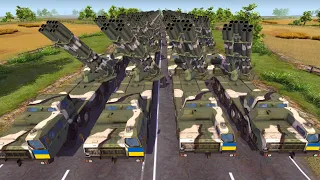 300 Ukrainian 9К58 SMERCH MLRS destroyed a military convoy in Kharkiv | MOWAS2 Battle Simulation