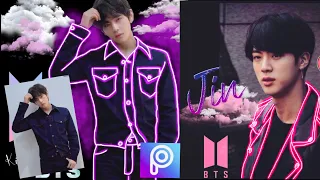 How to edit Neon Light Effect / PicsArt Editing Tutorial / Kim Taehyung vs Jin / BTS