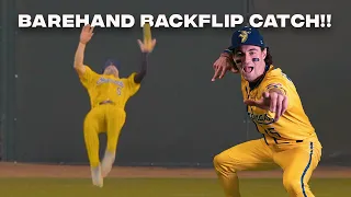 First BAREHAND Backflip Catch in History!