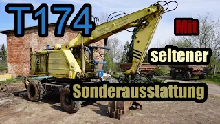 VEB Weimar T 174E Excavator and mobile Crane presentation and Engine start, GDR