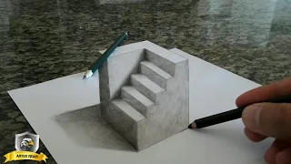 Como desenhar escada em 3D | How to draw ladder in 3D