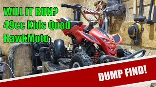 WILL IT RUN - Hawkmoto 49cc Kids Quad