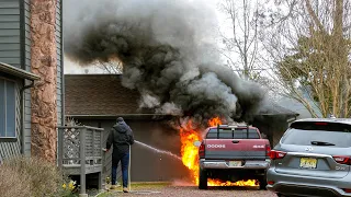 Pre Arrival Truck Fire into Garage Brielle New Jersey 3/30/22