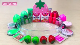 Pink vs Green - Mixing Makeup Eyeshadow Into Clear Slime ASMR 105 Satisfying Video