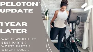 PELOTON UPDATE||1 YEAR LATER||WORTH IT? WEIGHTLOSS? REGRETS? DO I USE IT?