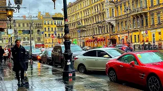 Walking in the Rain, Nevsky Avenue 4K |  Saint-Petersburg, Russia