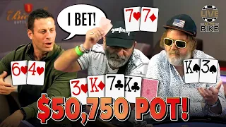 INSANE BLUFFS - The "WILDEST MAN IN POKER" is Back! ♠ Live at the Bike!