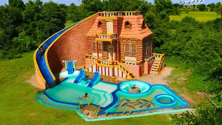 135 Days Of Build The Most 3-Story Classic Mud Villa, Brick Water Slide, Swimming Pool & Fish Pond