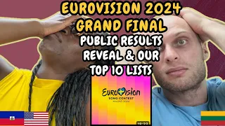 REACTION TO EUROVISION 2024 GRAND FINAL PUBLIC RESULTS REVEAL & OUR TOP 10 LISTS