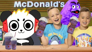 Combo Panda and Vlad & Niki Try the Grimace Shake Challenge in Real Life!