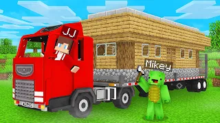 JJ and Mikey Build SECRET BASE Inside TRUCK in Minecraft - Maizen
