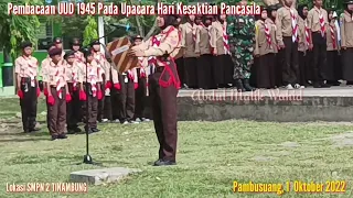 Pembacaan UUD 1945 Pada Upacara Peringatan Hari Kesaktian Pancasila | Siswa SMPN 2 Tinambung