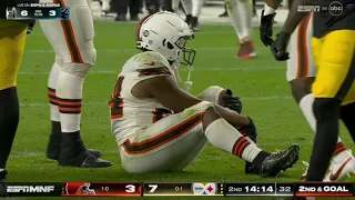 Nick Chubb serious knee injury vs. Steelers (no replay shown)