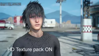 Final Fantasy XV HD texture pack vs no pack comparison