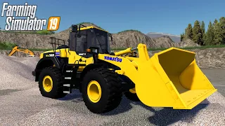 Farming Simulator 19 - KOMATSU WA380 Large Mining Loader Loads Crushed Stone