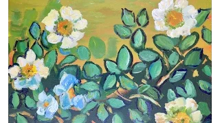 How to Paint Van Gogh's Wild Roses the Ginger Cook Way Beginners Acrylic Painting Tutorial