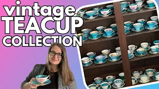 Antique TEACUP Collection - all vintage Aynsley tea cup and saucers in turquoise!