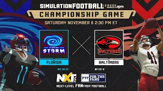 SFL Season 17, Championship: No. 2 Florida (12-2) @ No. 1 Baltimore (13-1)