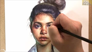 Watercolor Portrait painting demonstration of a woman